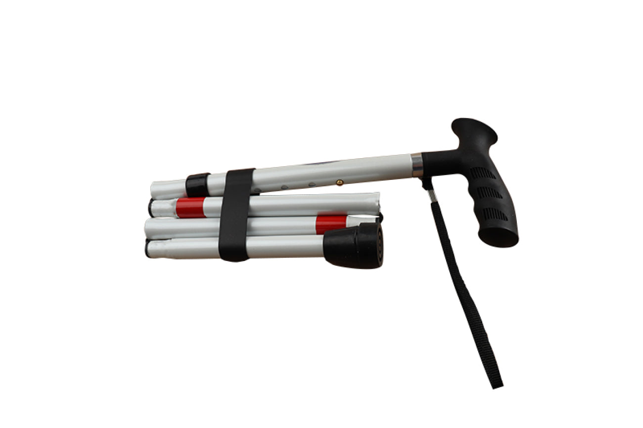 Canne de support blanche pliante