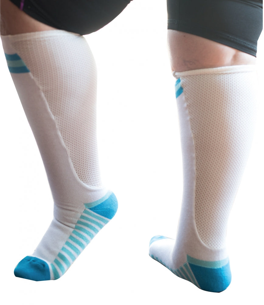 Sport chaussettes avec mesh panel - blanc / bleu 35-41