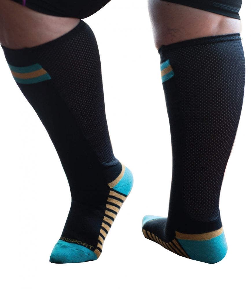 Sport chaussettes avec mesh panel - noir / turquoise 35-41