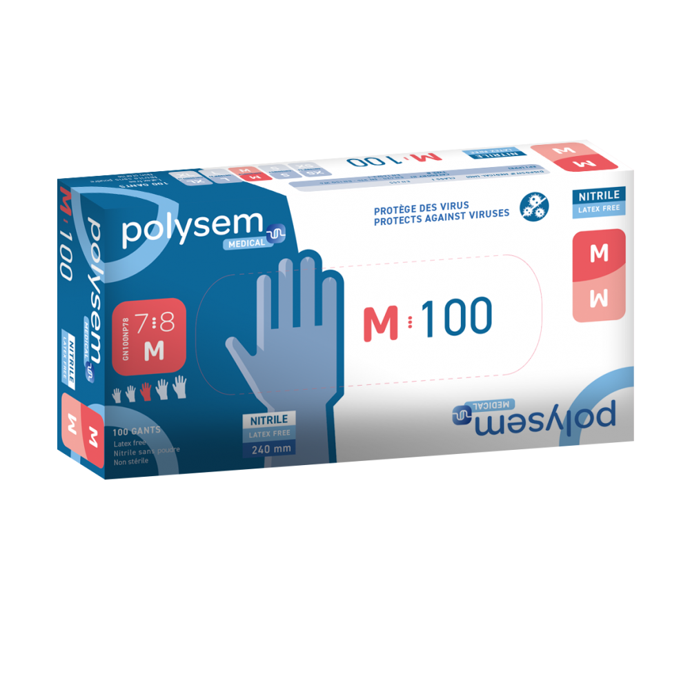 Gants examen Nitrile - bleu M