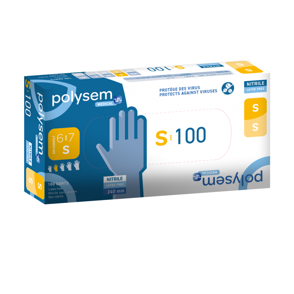 Gants examen Nitrile - bleu S