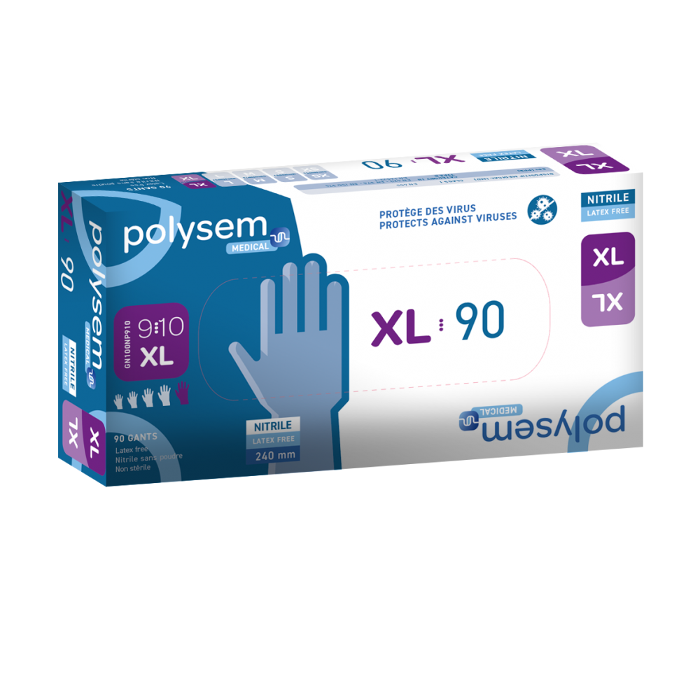 Gants examen Nitrile - bleu XL