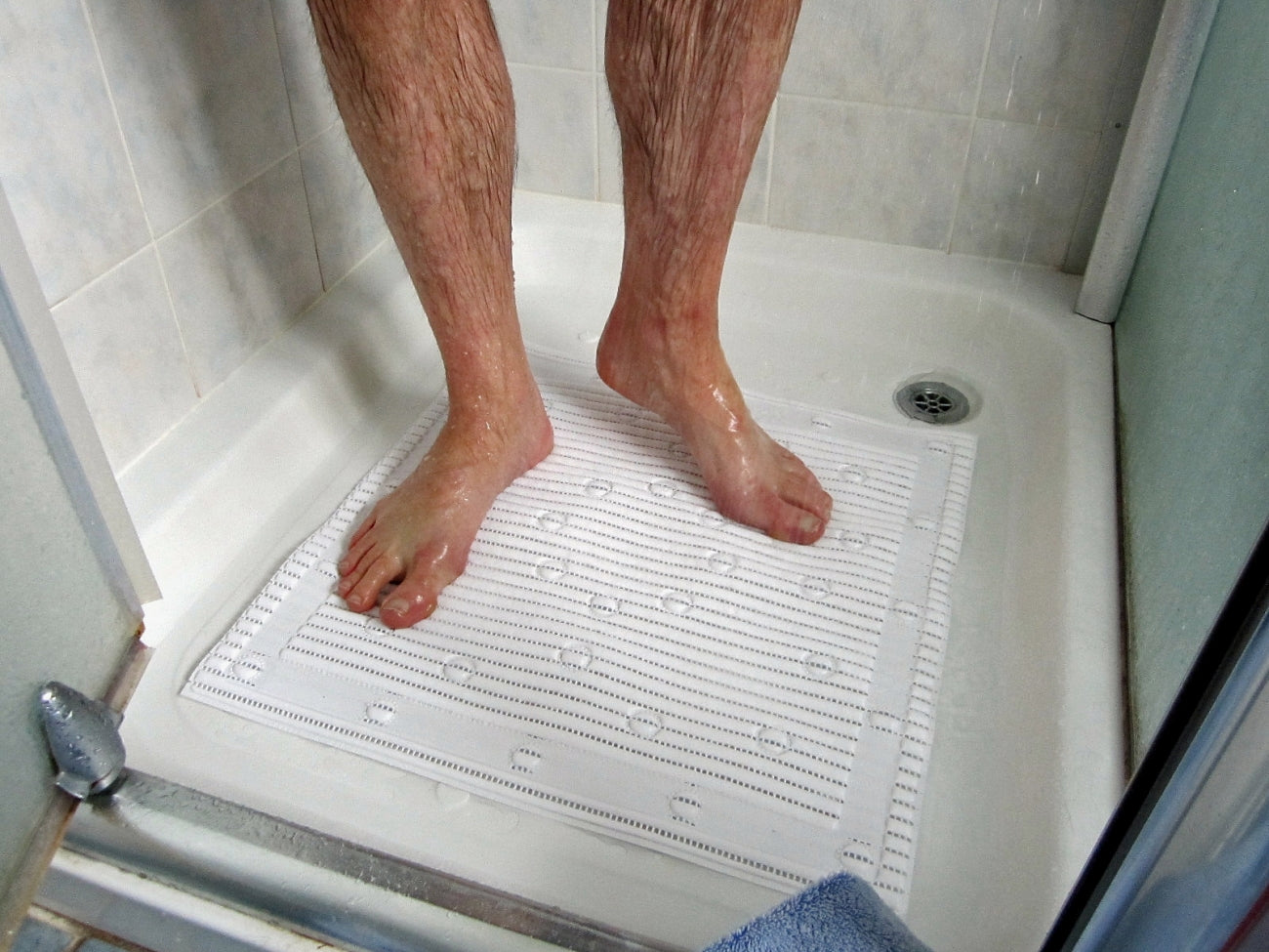 Tapis de douche antidérapant - blanc